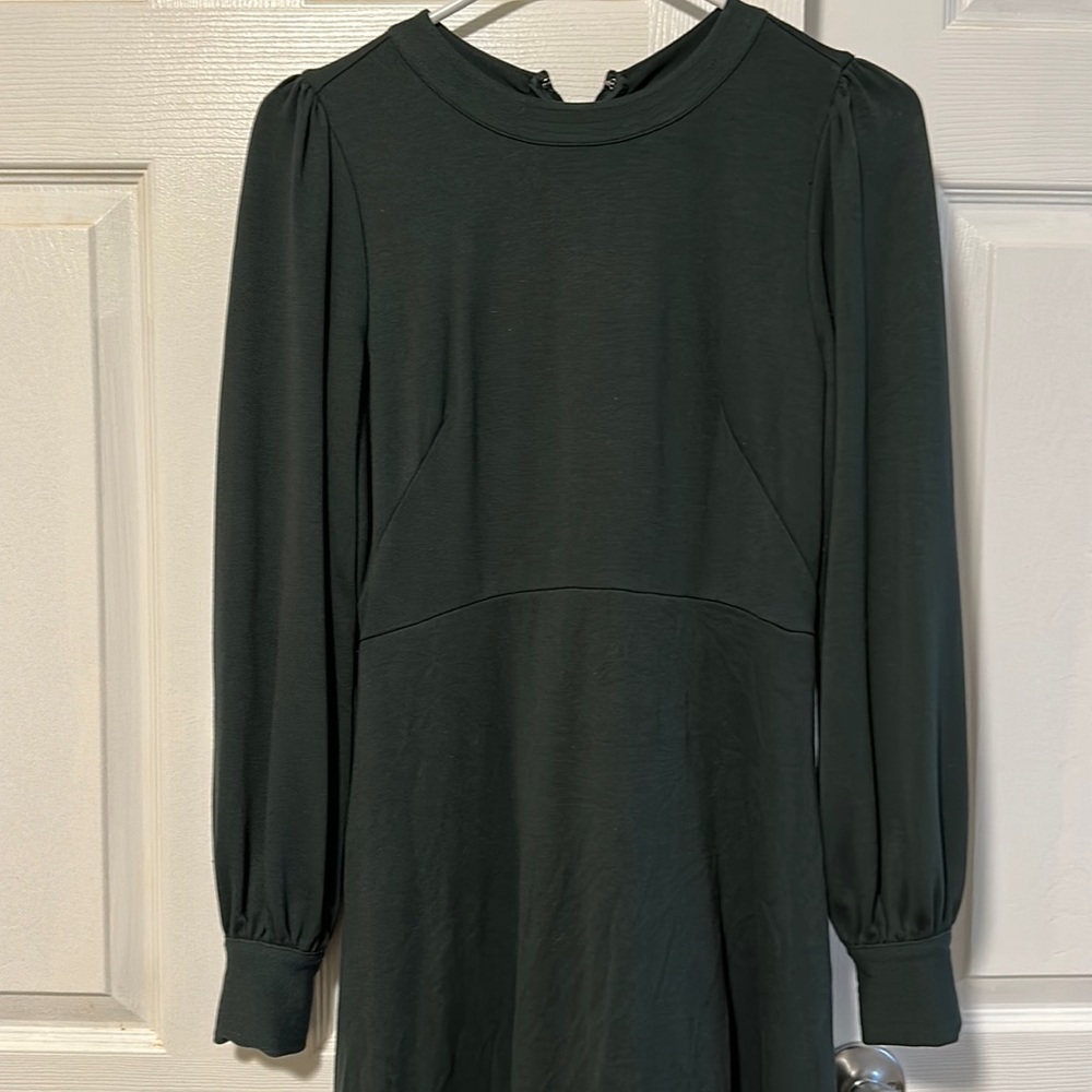 Loft 0P Dark green long sleeved dress